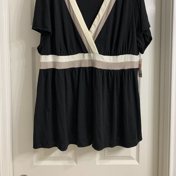 a.n.a. Brand Women's Black/Taupe/Ivory Color Blouse, Size 3X, NWT - Picture 2 of 6